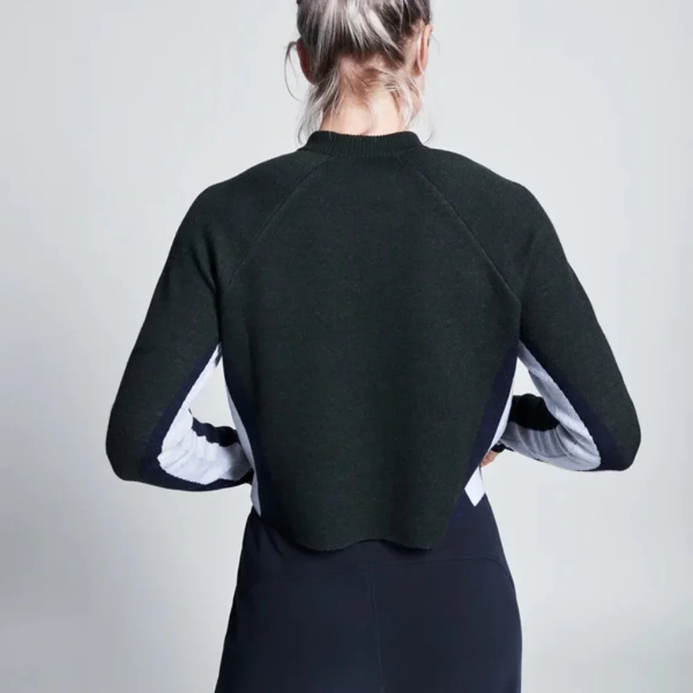 New LNDR Soft Vigilante 100% merino wool boxy cropped colorblock knit sweater - Picture 5 of 14